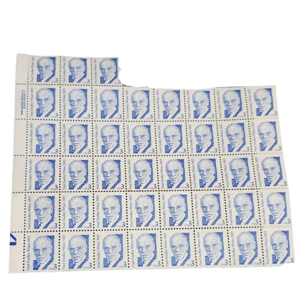 53 Vintage 3 Cent Paul Dudley White MD Stamps Sheet Scott 2170 MNH 1986